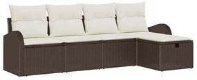 vidaXL Kerti Kanapé Szett párnával tárolóval 5 pcs Barna Poli rattan