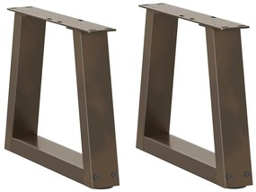 2 db V-alakú natúr acél dohányzóasztal láb 40 x (30-31,3) cm