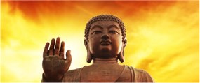 Kép - Buddha piros és sárga háttérrel (120x50 cm)