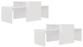 Magasfényű fehér szerelt fa dohányzóasztal szett 100x48x40 cm