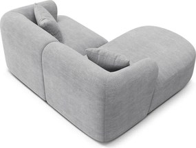 Világosszürke kordbársony sarokkanapé (bal oldali-heverő résszel) Campi – Cosmopolitan Design