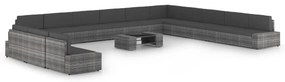 vidaXL 14 részes szürke polyrattan kerti ülőgarnitúra párnákkal