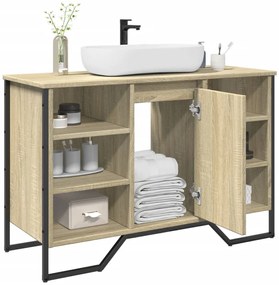 Sonoma tölgy szerelt fa fürdőszobai mosdószekrény 91x35x60 cm