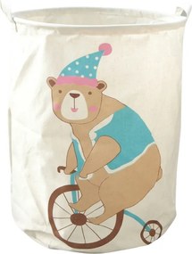 Játék- és ruhakosár mintás CIRCUS BEAR 35x45 cm, krémszínű