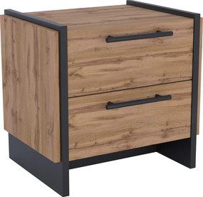Éjjeliszekrény, 2 db-os szett, wotan tölgy/fekete, AMONI 2S