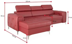 ORIN MINI 1 sarok ülőgarnitúra, 255x99x165, K-55 ben, balos
