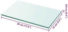 2 db átlátszó üveg paneles polc 30 x 15 cm