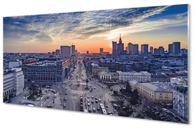 Üvegképek Varsó felhőkarcolók Sunset 125x50 cm 4 fogas