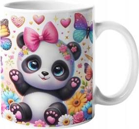 Látványos Bögre Édes Panda A Virágok És Pillangók Között Kerámia 330ML +doboz