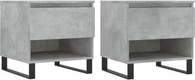 vidaXL 2 db betonszürke szerelt fa dohányzóasztal 50 x 46 x 50 cm