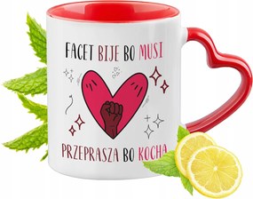 Vicces Piros Bögre Szív Alakú Füllel Ajándék