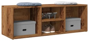 antik fa színű szerelt fa cipőtároló pad 105 x 35 x 35 cm