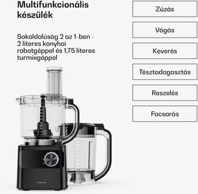 Klarstein Velaire konyhai robotgép turmixgéppel dagasztáshoz, habveréshez és gyümölcslé készítéshez 1200 W 2 l konyhai robotgép/ turmixgép 1,75 l
