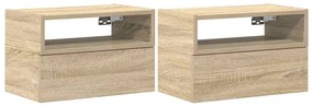 2 db sonoma tölgy falra szerelhető éjjeliszekrény 45x26x28,5 cm