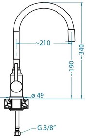 ALVEUS 1144433 - Mosogató csap rugalmas karral MINTAS 34 cm matt fekete