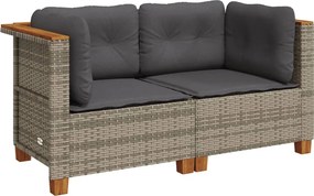 vidaXL 2 db szürke polyrattan kerti sarokkanapé párnával