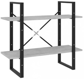 2-szintes betonszürke szerelt fa könyvszekrény 80 x 30 x 70 cm