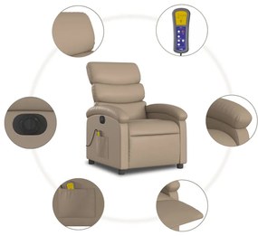 vidaXL kávészínű műbőr elektromos dönthető masszázsfotel