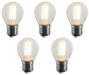 5 db-os E27 szabályozható LED filament G45 átlátszó izzók 4W 470 lm 2700K