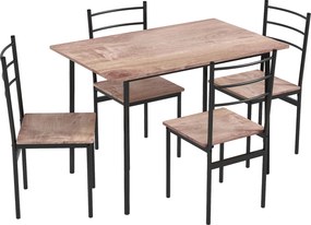 HOMCOM 5 Részes Helytakarékos Étkezőasztal és Szék Készlet, 110x70x75 cm-es Téglalap Alakú Konyhaasztallal és 4 Modern Székkel 40x43x86 cm, MDF és Acé