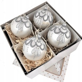 Üveg karácsonyfadísz 4 db 10 cm Prémium