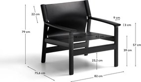 Fekete bőr fotel Jan – Kave Home