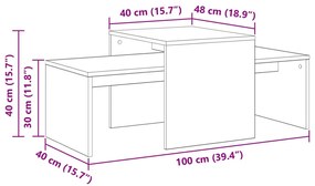 fekete tölgy asztalkészlet 100x48x40 cm műanyag és fa