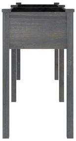 szürke tömör fenyőfa kerti ültetőláda béléssel 161x45x76 cm