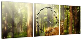 Kép egy szarvas az erdőben (órával) (90x30 cm)