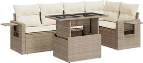 vidaXL 6 részes bézs polyrattan kerti ülőgarnitúra párnával