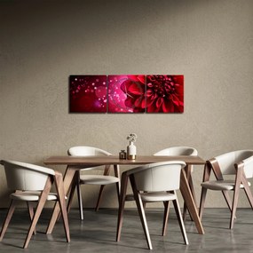 Piros virágok képe (órával) (90x30 cm)