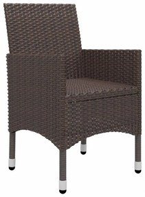 5 részes barna polyrattan és üveg kerti étkezőgarnitúra