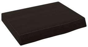 sötétbarna kezelt tömör tölgyfa fali polc 40x30x(2-6) cm