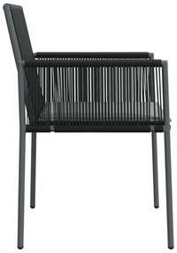 4 db fekete polyrattan kerti szék párnával 54x60,5x83,5 cm