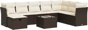 vidaXL 9 részes barna polyrattan kerti ülőgarnitúra párnákkal