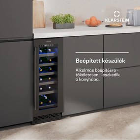 Klarstein Vinovilla 18 Uno borhűtő, 1 hűtési zóna, 18 palack, fa polcok, 5-18 °C