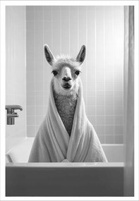 Poszter Keret Nélkül Fürdőszoba Wc vicces Láma kád P2526_A4