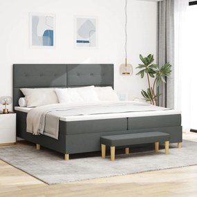 Boxspring Ágy Matrac és Pad Sötét Szürke 200x200 cm Szövet