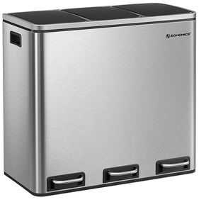 SongmicsHome SORT hulladékgyűjtő tartály 54 l (3x18 l), rozsdamentes acél
