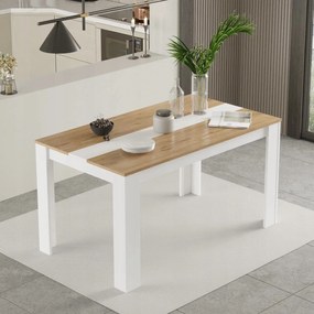 Téglalap alakú étkezőasztal Houseland Future 03 fehér/Castello tölgy
