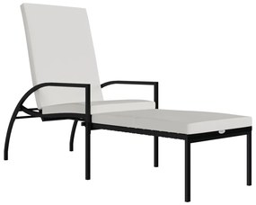 Fekete polyrattan napozóágy lábtartóval
