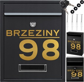 Postaláda Rib Fekete Arany Mintás Felirat