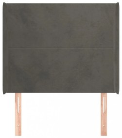 sötétszürke bársony fejtámla szárnyakkal 103x16x118/128 cm