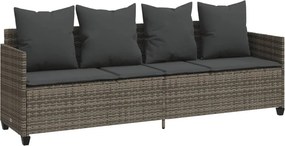vidaXL szürke polyrattan napozóágy párnával