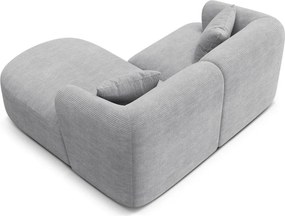 Világosszürke kordbársony sarokkanapé (jobb oldali-heverő résszel) Campi – Cosmopolitan Design