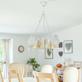 Brilagi - Láncos csillár QUEEN 3xE14/40W/230V bükk/krémszínű