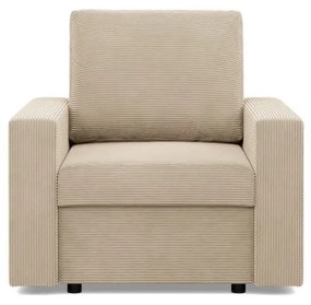 Zeus fotel, egyenes kartámasz, kordbársony, hab töltet, bézs