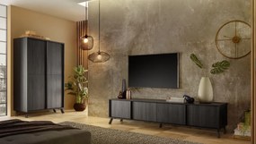 CITY négyajtós komód fekete, laminált vázzal és előlapokkal