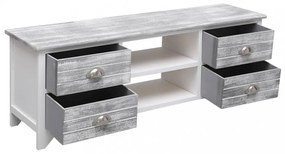 fehér-szürke tömör császárfa TV-szekrény 108 x 30 x 40 cm
