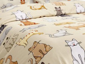 Poliészterpamut ágyneműhuzat COLORED CATS POLY krémszínű Ágyneműhuzat mérete: 70 x 90 cm | 140 x 220 cm